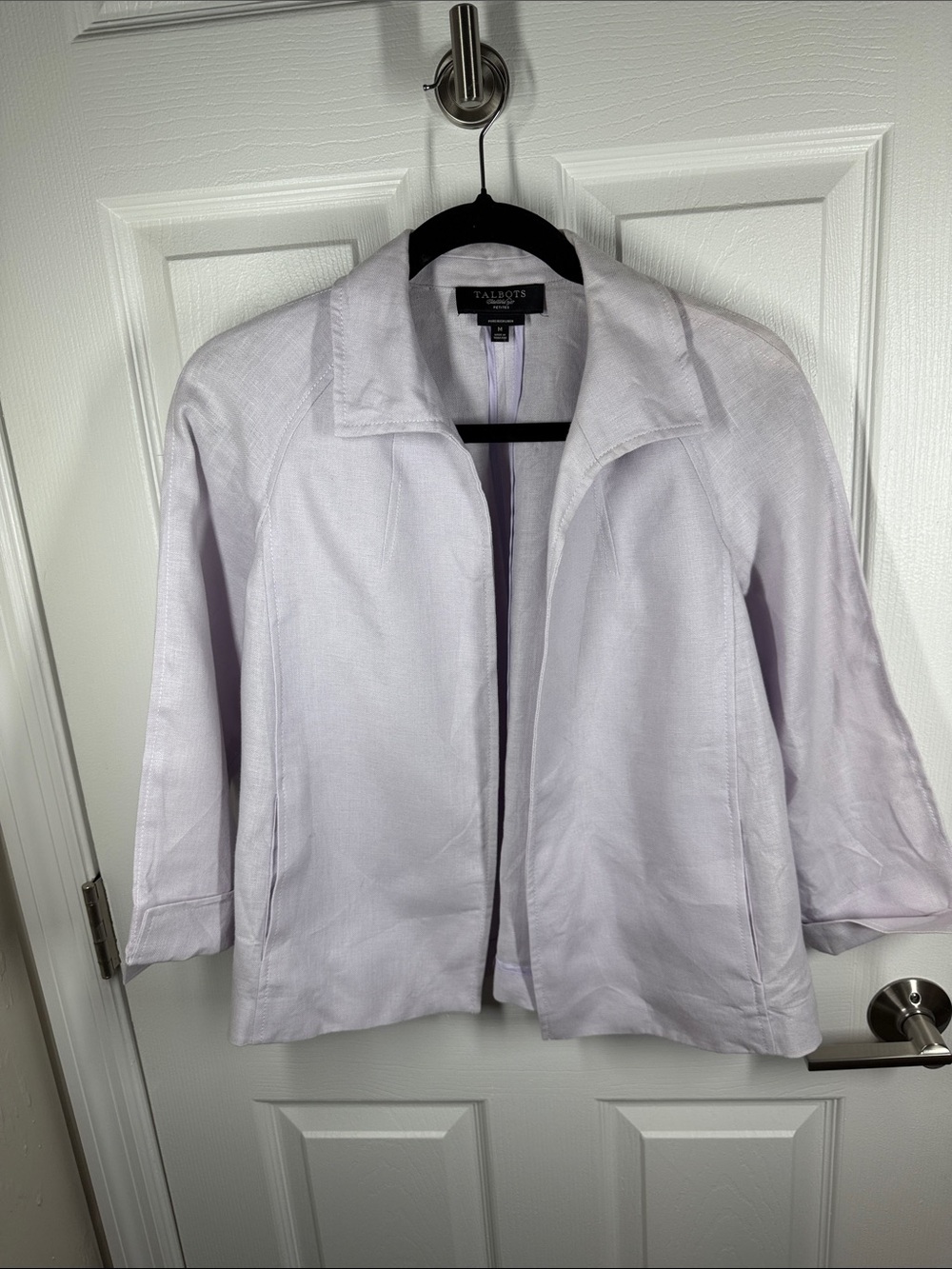 Talbots lavender Irish linen blazer jacket size medium petite